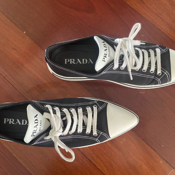 Prada Point-Toe Canvas Sneakers - gently worn - like new - Picture 8 of 9
